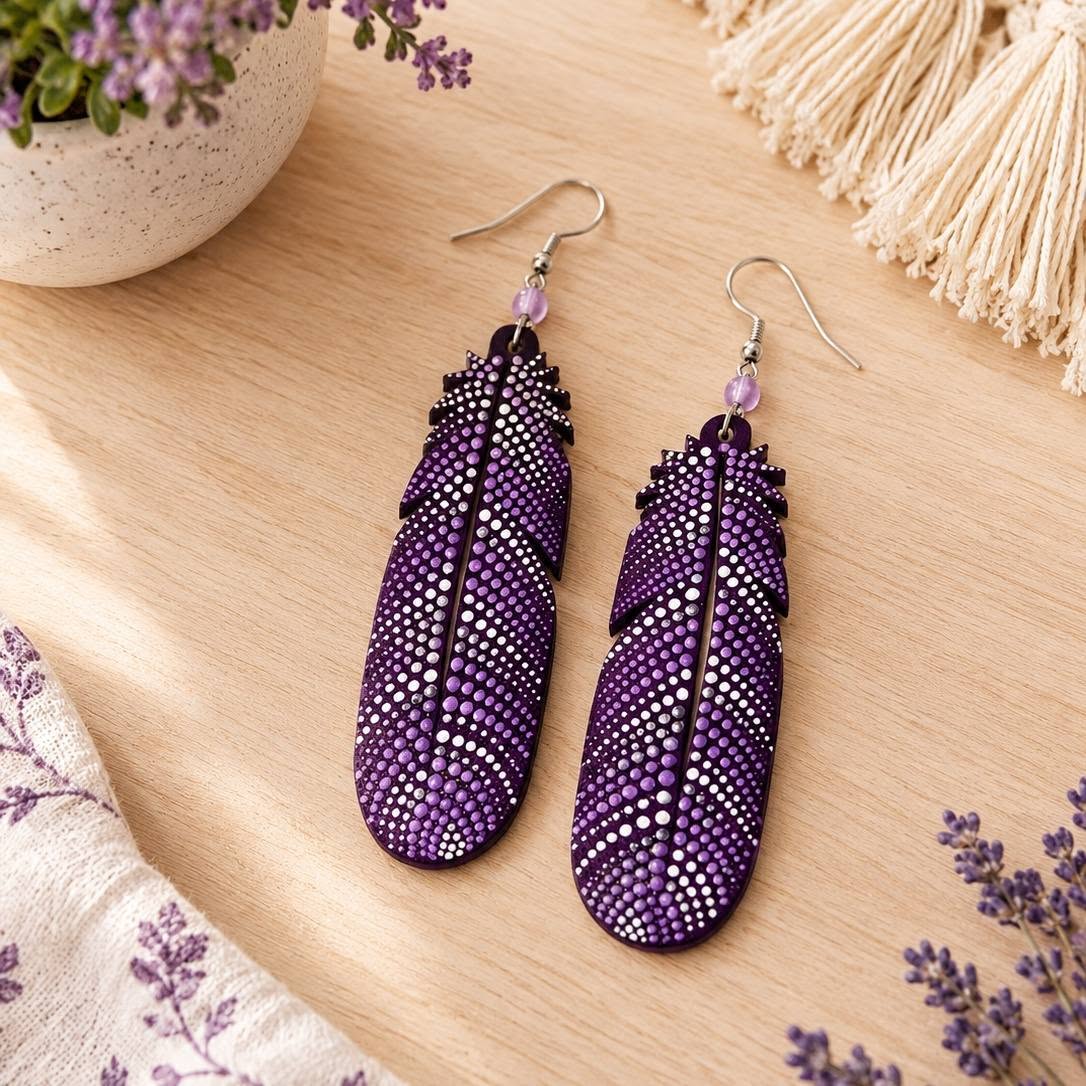 "Madártoll" fülbevaló - 7x2 cm