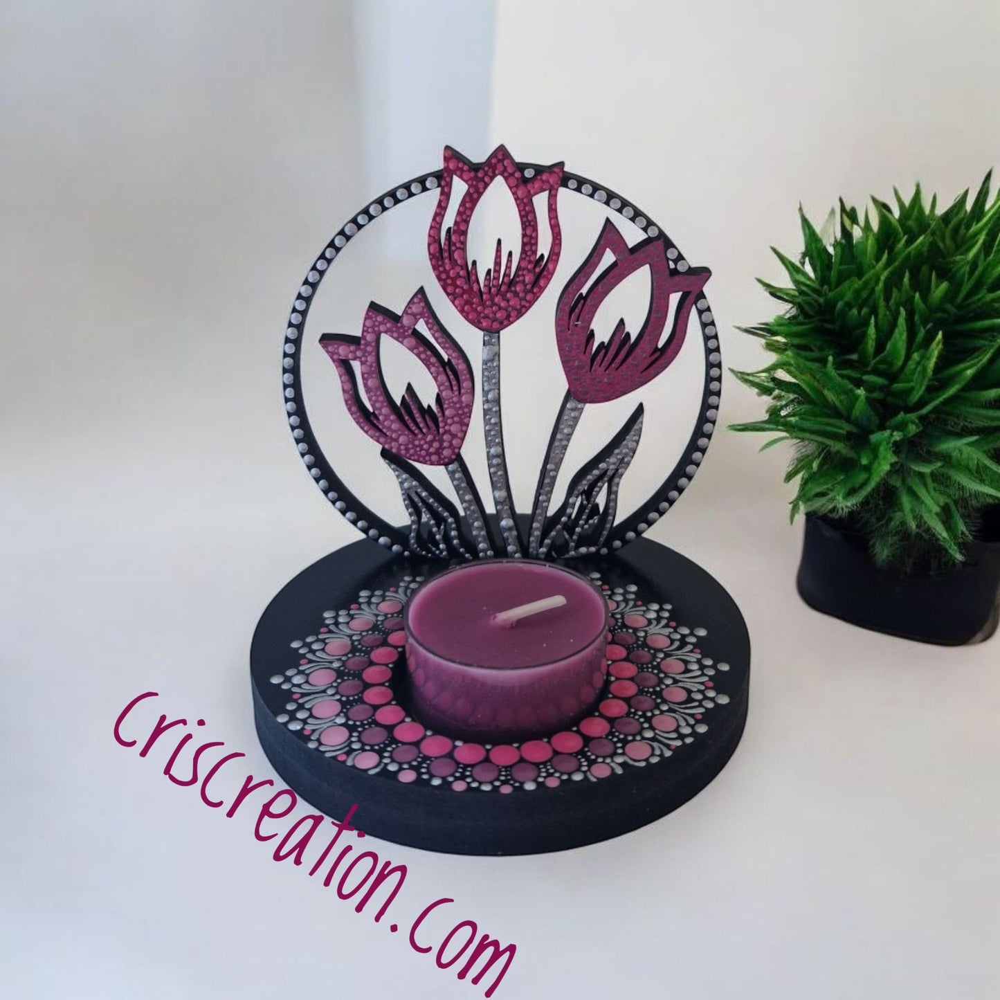 Mécsestartó tulipánokkal - 10 cm