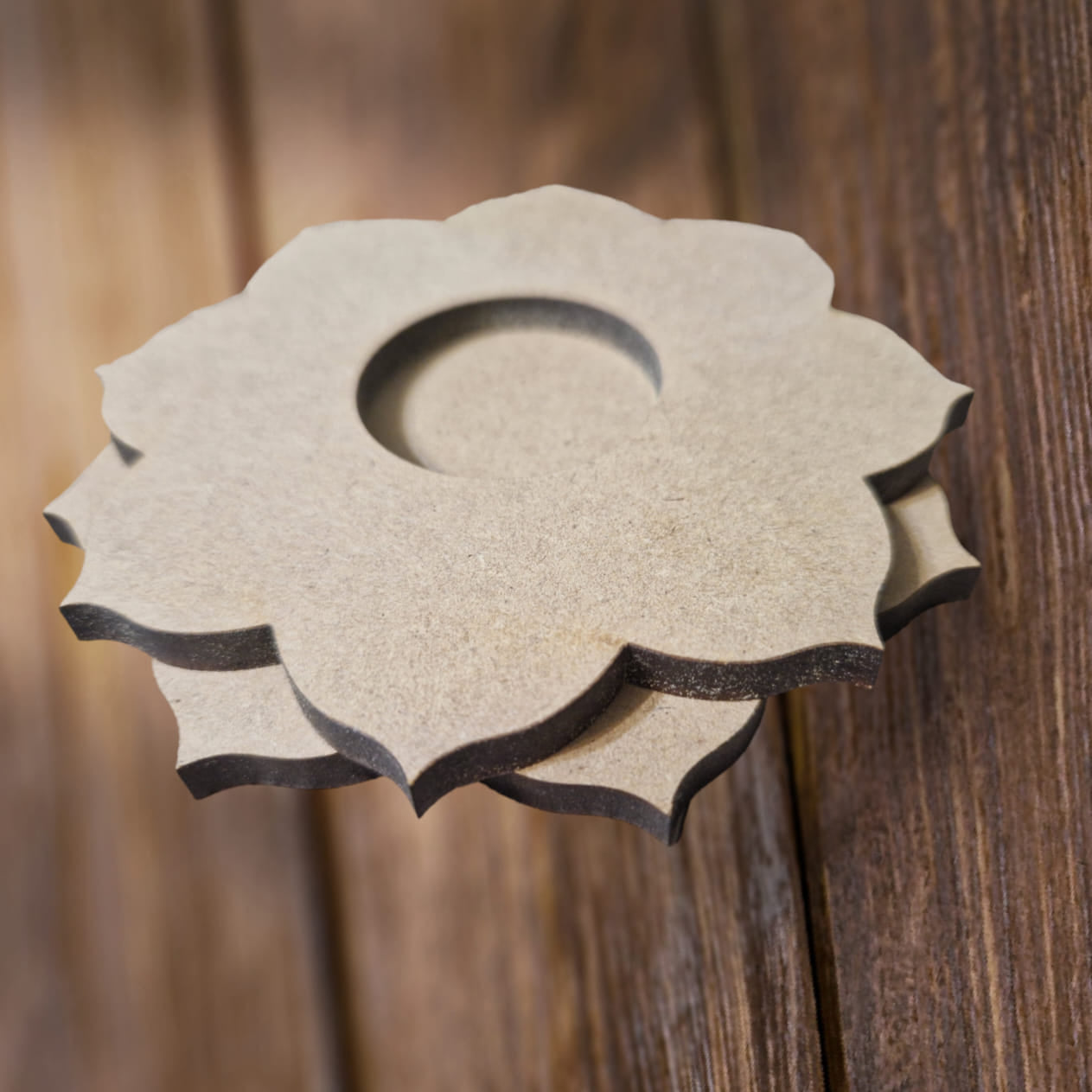 Mécsestartó "Virág" (025)- lézervágott MDF - 12x1,2 cm