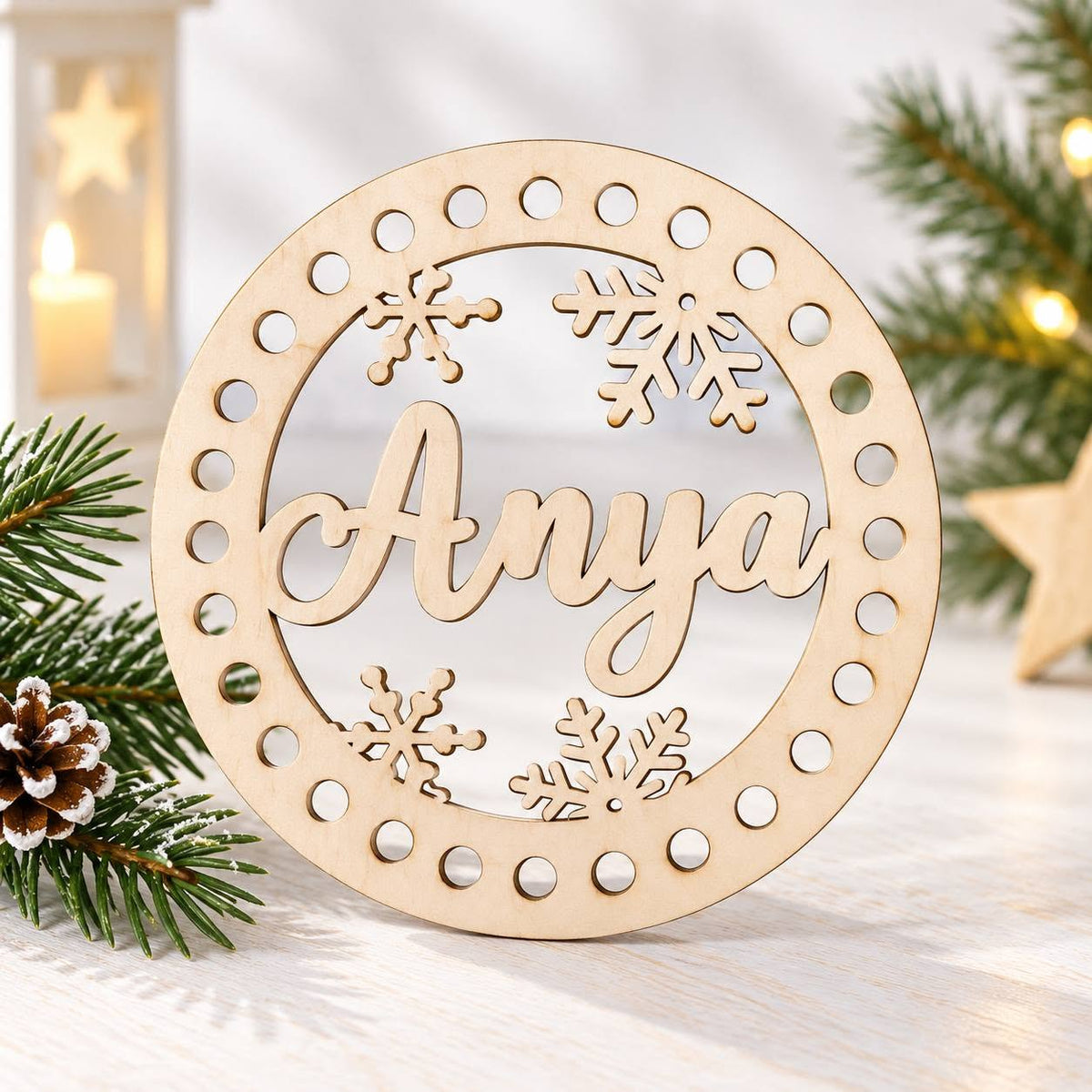 Karácsonyi dísz (körbehorgolható) - Anya - 8 cm