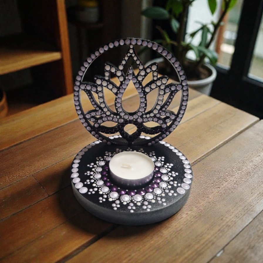 Mécsestartó lótuszvirággal 11 cm