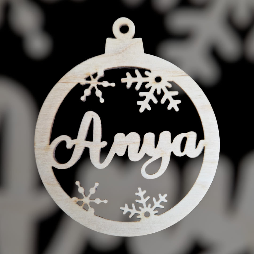 Karácsonyi dísz nevekkel "Anya" 066.- lézervágott 3 mm - 8,5 cm