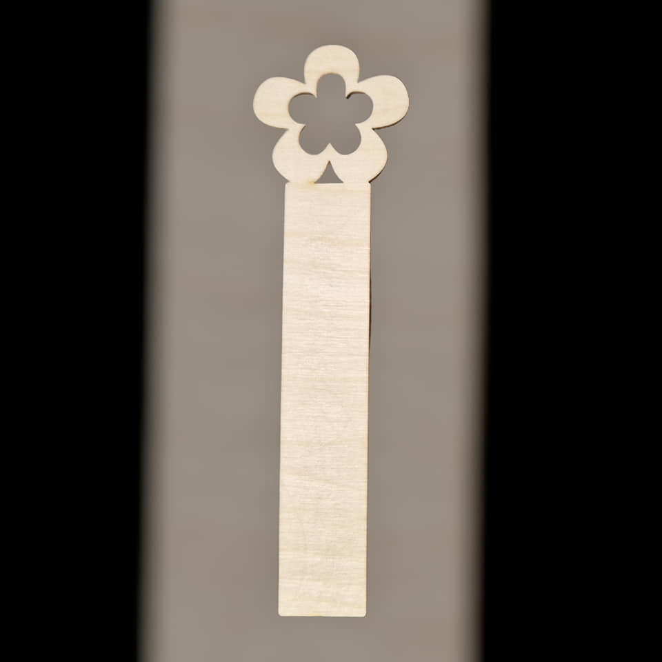 Könyvjelző virág - lézervágott 3 mm - 16x2,5 cm(virág 4,4 cm széles)