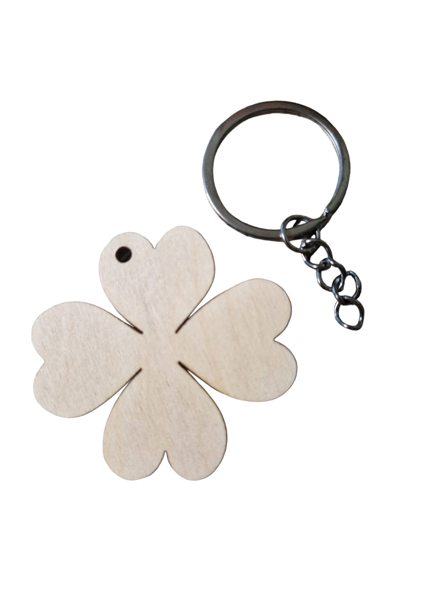 Kulcstartó karikával - négy levelű lóhere - 5x5 cm