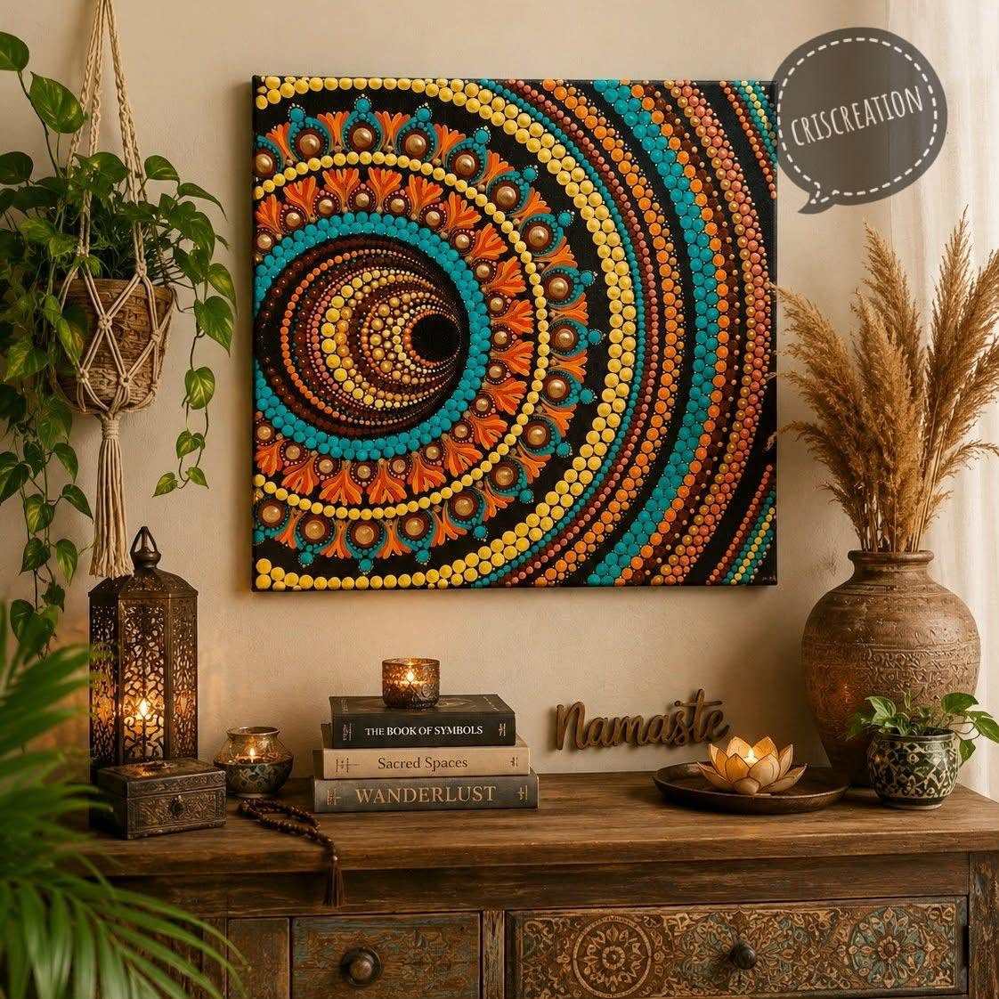 Bohém mandala  - 33x33 cm