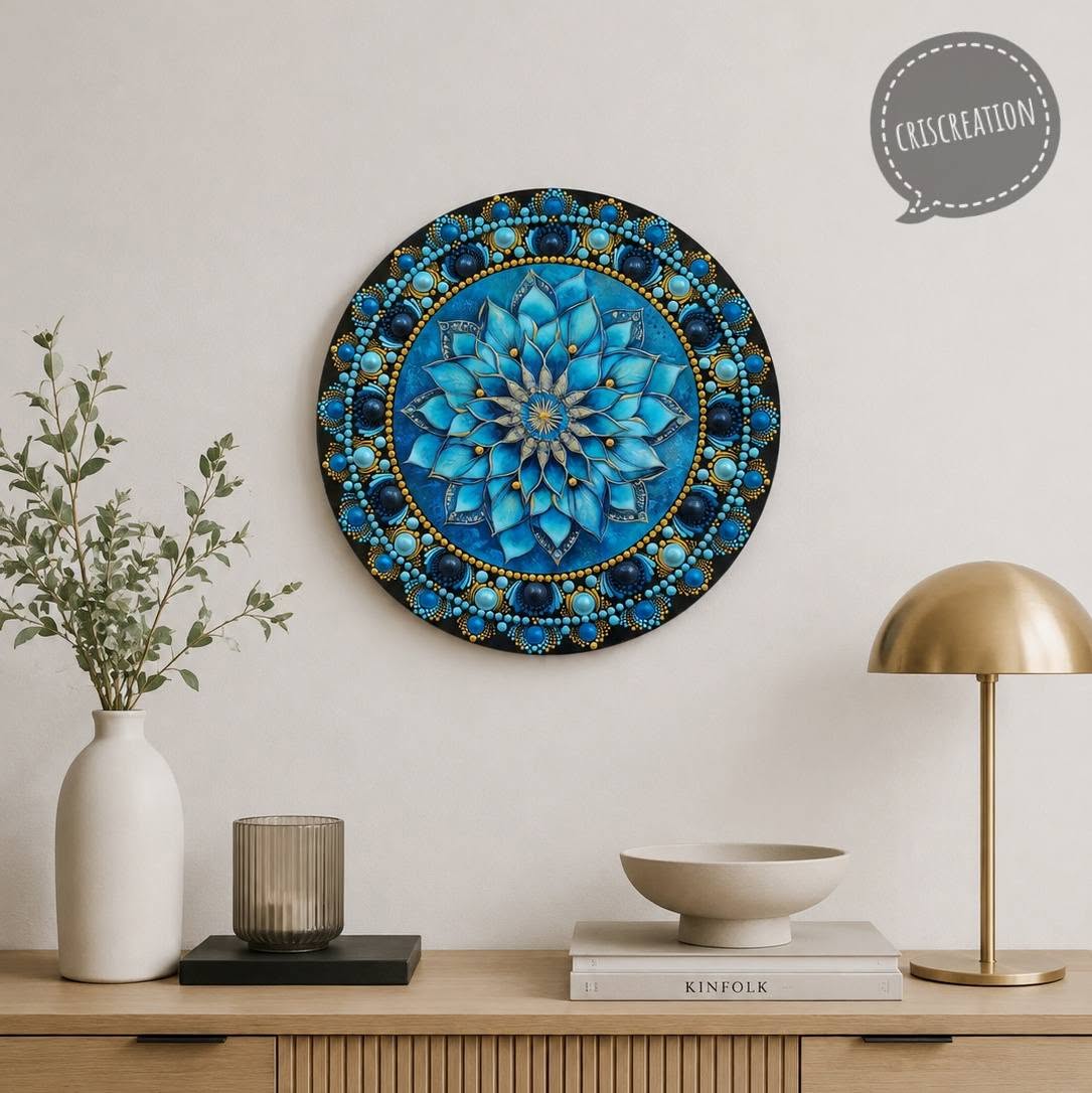 "Kék virág" mandala - 30 cm-es