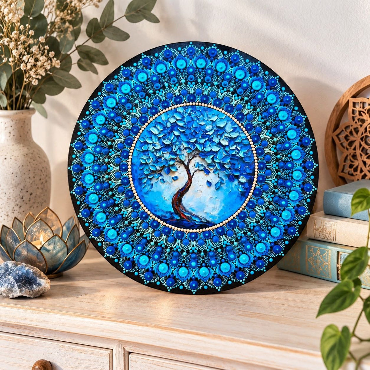 "Kék Életfa" mandala - 40 cm-es