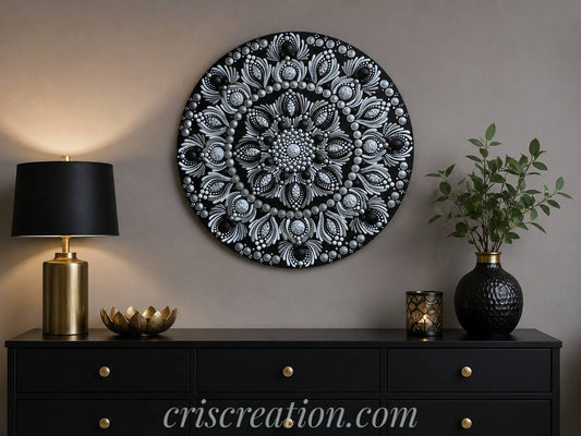 Mandala - 20 cm-es kör, csillogó kövekkel