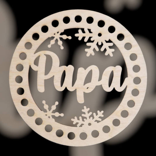Karácsonyi dísz (körbehorgolható) - Papa - 8 cm