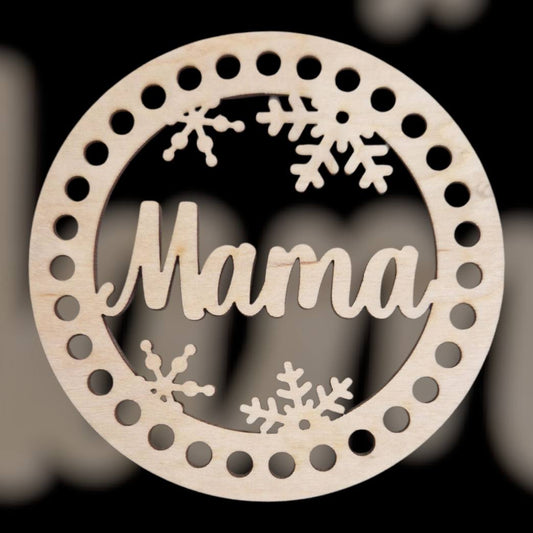 Karácsonyi dísz (körbehorgolható) - Mama - 8 cm