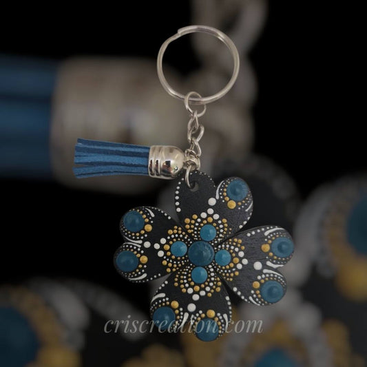 Kulcstartó "négylevelű lóhere" - 5,5x5 cm