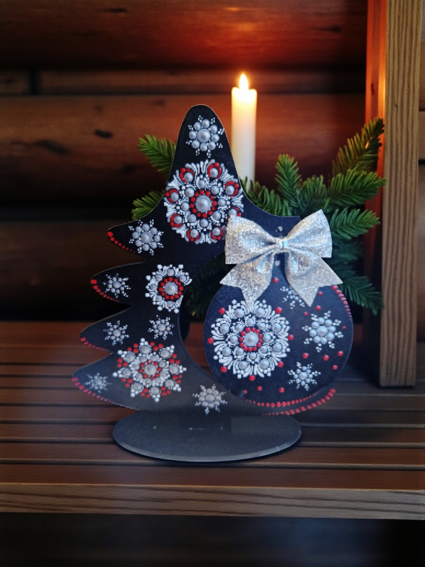 Karácsonyfa dísszel - 20,5x17,5 cm