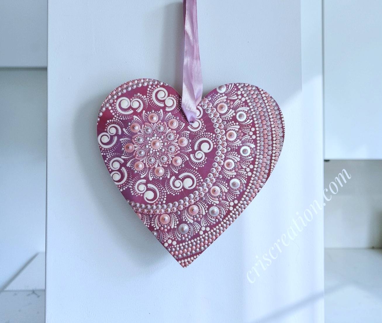 Rózsaszínű szív - 20x20 cm