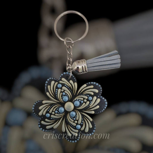 Kulcstartó "négylevelű lóhere" - 5,5x5 cm