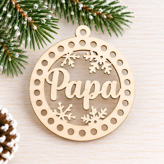 Karácsonyi dísz (körbehorgolható) - Papa - 8 cm