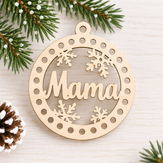 Karácsonyi dísz (körbehorgolható) - Mama - 8 cm