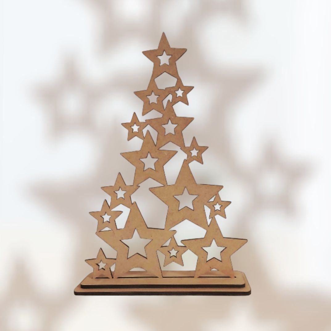 Karácsonyfa csillagokkal - 25x17,5 cm